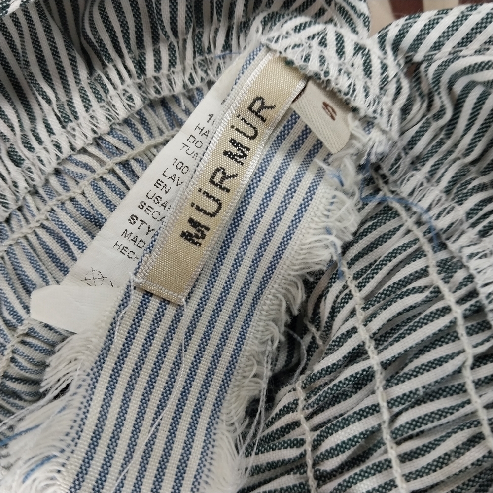 Mur Mur Sleeveless Boho V-Neck Striped 100% Cotton Ruffled Coastal Dress - Picture 13 of 14